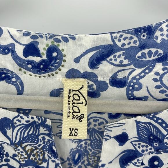 Yala 100% organic cotton printed 3/4 sleeve keyhole tunic top sz XS - Picture 5 of 7